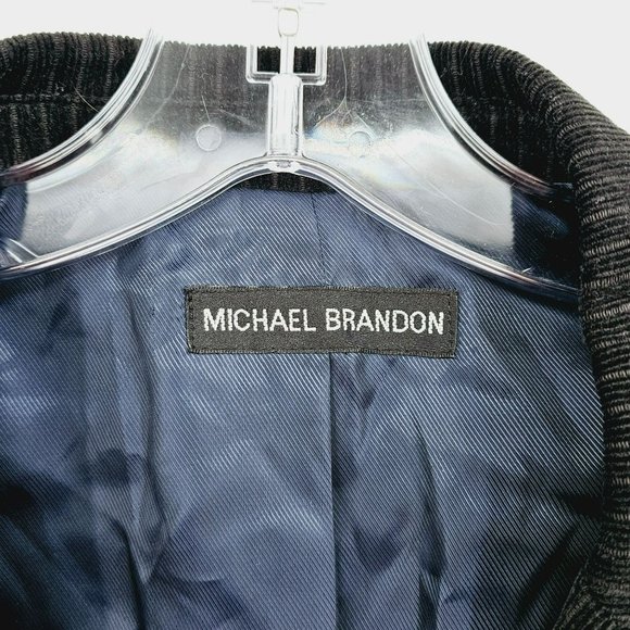Michael Brandon Blazer Jacket 44 XL Black Corduroy Lined 2 Button Double Vented - Picture 3 of 12